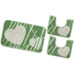 Set tappeti verdi in polipropilene da lavare a mano 3 pezzi da bagno Emmevi 