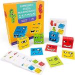 Emoji Costruzioni Puzzle di Espressione in Legno, PECHTY Gioco Espressioni Viso Cubo Giocattoli Educativi Montessori Regalo per Bambini, Emoticon IQ Puzzle Divertenti Interattivo