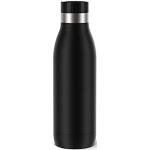 Emsa Botella Bludrop Basic N31101, 0,5 litros, 100% hermética, cierre Quick-Press, placer de beber 360°, calor 12 h frío 24 h, apto para lavavajillas, acero inoxidable, color negro