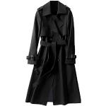 Cappotti con cintura  neri 3 XL taglie comode in flanella a quadri traspiranti da lavare a mano manica lunga per Donna 