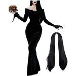 Emyzkc Costume di Halloween Morticia Addams Cospaly Dress Maxi abito da donna con scollo a V e manica lunga