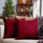 Cuscini scontati rossi 50x50 cm in ciniglia per divani 