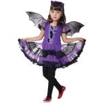 EOZY-Costume per Travestimento da pipistrello Viola Costume cosplay di Halloween Carnevale Costume da Bat con copricapo Ali per Bambine Ragazzi 3-12 anni (Altezza 95-110 CM)