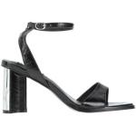 Sandali neri numero 36 di pelle tinta unita con punta quadrata tacco scultura con cinturino per Donna Ermanno Scervino Ermanno 