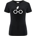 Magliette & T-shirt nere L di cotone con scollo tondo mezza manica con scollo rotondo per Donna Harry Potter 