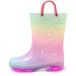 Stivali larghezza E numero 26,5 di gomma con glitter impermeabili da pioggia per bambini 