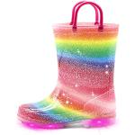 Stivali larghezza E numero 32 di gomma con glitter impermeabili da pioggia per bambini 