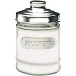 Tris barattoli bianco contenitori porta sale zucchero caffè per casa cucina  vetro e latta moderno e vintage ml 700