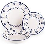 Servizi piatti blu in ceramica 18 pezzi per 6 persone Excelsa 