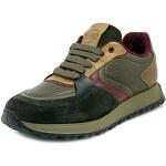 EXTON, Scarpe Sneaker Uomo Casual in Pelle Multicolore Verde e Marrone, Plantare Estraibile, Made in Italy 753