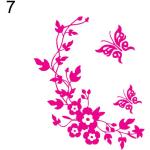 Adesivi murali rosa di vetro a tema farfalla con fiori 