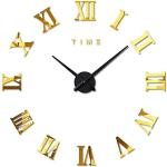 FAS1 Orologio da parete moderno fai da te grande orologio adesivo 3D numeri romani orologio da parete casa ufficio decorazione rimovibile per soggiorno – oro (batteria non inclusa)