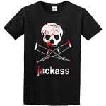 Fashion Men's T-Shirt Jackass Warning Crew Neck Tops Tee Black L