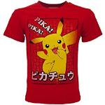 Fashion UK T-Shirt Pokemon Originale Rossa Pikachu Pika Pika Ufficiale Maglia Maglietta Bimbo Ragazzo (12-13 Anni)