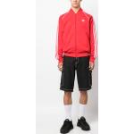 Felpe rosse in poliestere a righe manica lunga con zip adidas Trefoil 