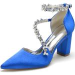Sandali gioiello larghezza A eleganti blu numero 36 di raso antiscivolo per damigelle per Donna 