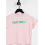 Fiorucci - T-shirt comoda con logo e angelo a contrasto-Rosa