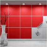 FoLIESEN - Adesivi per piastrelle 20x20 cm | Adesivi murali autoadesivi per bagno e cucina I Resistenti ai graffi e rimovibili | 100 Decalcomania per piastrelle, Rosso opaco