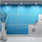 FoLIESEN - Adesivi per piastrelle 20x20 cm | Adesivi murali autoadesivi per bagno e cucina I Resistenti ai graffi e rimovibili | 40 Decalcomania per piastrelle, Blu pallido lucido