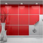 FoLIESEN - Adesivi per piastrelle 20x20 cm | Adesivi murali autoadesivi per bagno e cucina I Resistenti ai graffi e rimovibili | 20 Decalcomania per piastrelle, Rosso lucido