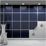 FoLIESEN - Adesivi per piastrelle 15x15 cm | Adesivi murali autoadesivi per bagno e cucina in grigio I Resistenti ai graffi e rimovibili | 20 Decalcomania per piastrelle, Blu nero lucido