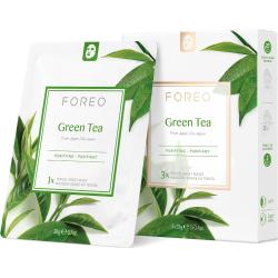 FOREO Farm to Face Sheet Mask Green Tea maschera in tessuto lenitiva per pelli miste 3x20 g