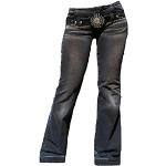 Jeans elasticizzati vita 27 grigi con borchie per Donna Fornarina 