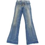 Fornarina - Jeans da donna in stile anni ‘70 hippie e retro, con cintura, effetto denim usato, colore blu Blu 27W