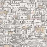 Carte da parati lavabili bianche a tema paesaggi Fornasetti 