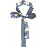 Sciarpe blu di seta a fiori con frange stampate per Donna Pennyblack 