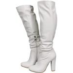 Stivali classici bianchi numero 45,5 in similpelle con tacco per Donna 