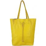 Shopping bags eleganti gialle di pelle per Donna 