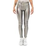 Pantaloni skinny argentati XL in similpelle per Donna Freddy WR.UP 