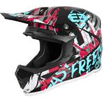 Freegun XP4 Maniac Casco Motocross per bambini, nero-rosa, dimensione S