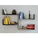 FRESH Mensola da muro - Mensola Parete - Mensola Libreria - Scaffale pensile per studio / soggiorno in Design moderno(Nero)