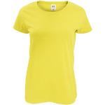 Magliette & T-shirt gialle S lavabili in lavatrice con scollo rotondo per Donna Fruit of the Loom 