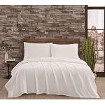 FRYE Set di lenzuola e federe per letto king size, asciugatura rapida, in misto lino e cotone traspirante, colore: bianco