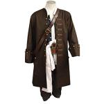 Fuman Pirates of The Caribbean Jack Sparrow Giacca Gilet Belt Shirt Pantaloni Costume Costume Medio