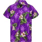 Camicie hawaiane casual viola 5 XL taglie comode per Uomo 