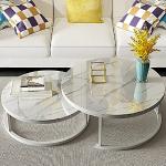 Tavolini bianchi in marmo impilabili diametro 50 cm 