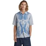 Camicie hawaiane scontate blu di cotone mezza manica per Uomo G-Star 