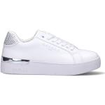 Sneakers larghezza A scontate eleganti bianche numero 40 di tessuto sintetico con stringhe con tacco da 3 cm a 5 cm platform per Donna 