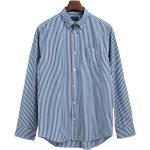 Camicie scontate blu XL in poliestere con manica lunga per Uomo Gant Broadcloth 