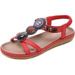 GAXmi Sandali donna eleganti gioiello strass scarpe piatte spiaggia rosso 42 EU