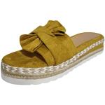 Sandali gioiello vintage gialli numero 42 di pelle con borchie con punta aperta con stringhe traspiranti per Donna Generico 