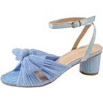 Stivali larghezza A eleganti blu numero 39 di raso con borchie con punta aperta con tacco per Donna Generico 