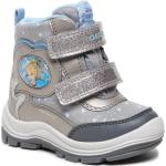 Stivali invernali larghezza B scontati grigi numero 20 in similpelle traspiranti per bambini Geox 
