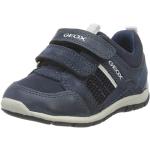 Sneakers basse larghezza A casual blu navy numero 20 di pelle chiusura velcro con tacco fino a 3 cm per bambini Geox Shaax 