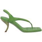 Sandali verdi numero 36,5 di pelle tinta unita con punta quadrata tacco scultura con cinturino per Donna 
