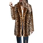 Cappotti corti eleganti 4 XL taglie comode di cotone leopardati antivento manica lunga per Donna 